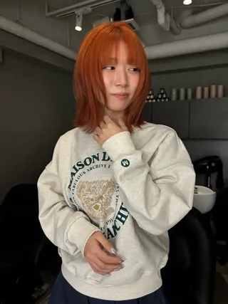 ミディアム カラー ハイトーン/ ボブ 中村麟のヘアスタイル