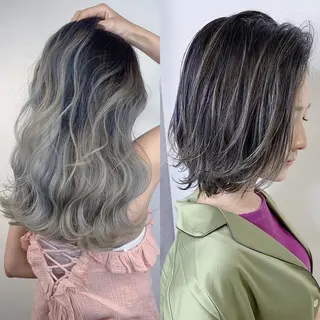 セミロング カラー _WHITE 高槻のヘアスタイル