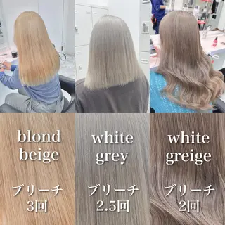 セミロング カラー 🫧ハイトーン🫧 ベージュ🫧徹哉のヘアスタイル