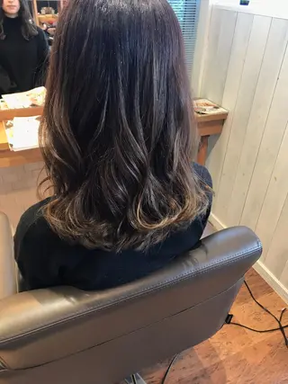 セミロング カラー 【髪質改善】【美髪】 【ツヤ髪】ほしのちりのヘアスタイル