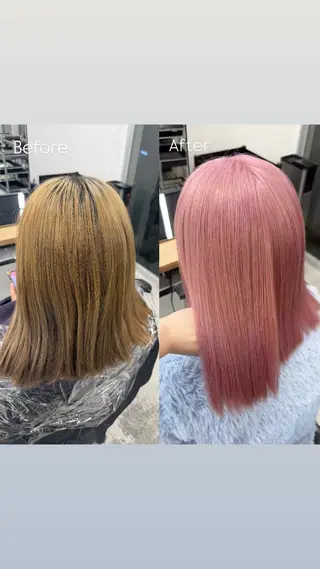 ミディアム カラー 🎀 のえか/ハイ トーン/ピンク🤍のヘアスタイル