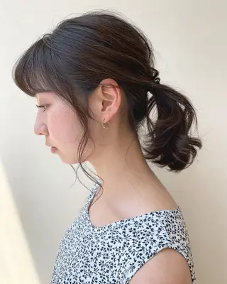 ミディアム カラー 立川 奈那子のヘアスタイル