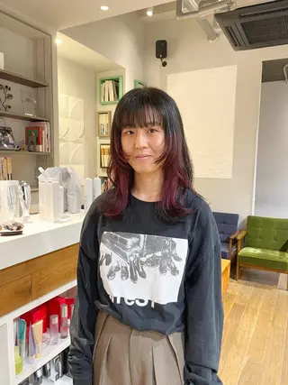 セミロング カラー かわい りほのヘアスタイル