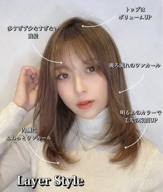 セミロング 色気レイヤースタイル 洒落色気ヘアマサトのヘアスタイル