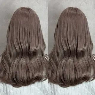 セミロング カラー Rin♡透明感ピンク 🎀白肌ラベンダーのヘアスタイル