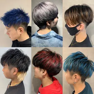 ショート カラー パーマ メンズ Selene hair 難波店のヘアスタイル