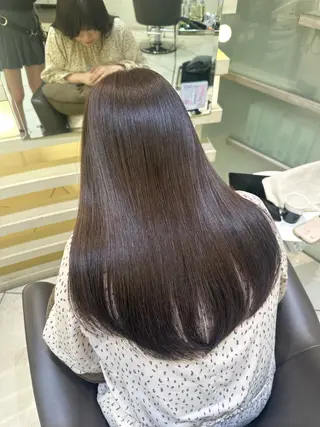 ロング カラー 銀座レイヤーカット ×シースルー前髪のヘアスタイル