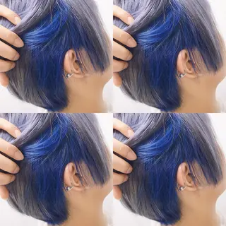 ショート カラー ヘアアレンジ TAKUMAブリーチ /切りっぱなし🪽のヘアスタイル