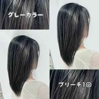 セミロング カラー 雅/ダブルカラー/ 白髪ぼかしハイライトのヘアスタイル