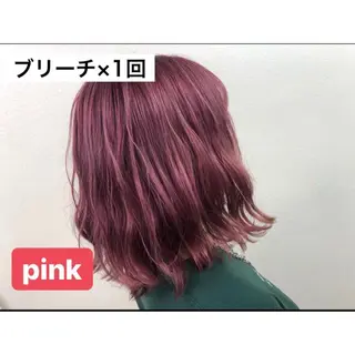 ミディアム カラー パーマ ヘアアレンジ ♡透け感カラー 大賀哲平♡のヘアスタイル