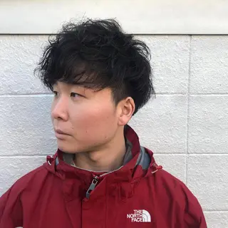 ショート カラー パーマ メンズ ニュアンスパーマ／ レイヤー／茶屋町のヘアスタイル