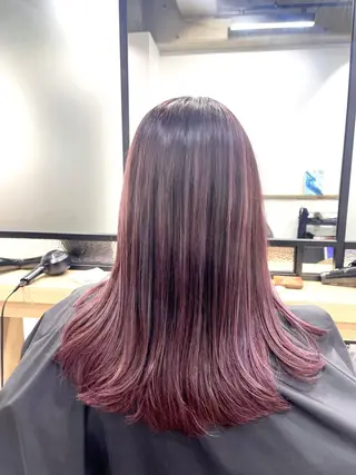 ミディアム カラー 白髪ぼかしハイライト バレイヤージュヤマトのヘアスタイル