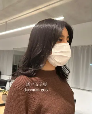 ミディアム ミオ💎ショート 透ける暗髪のヘアスタイル
