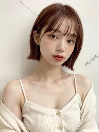 ショート カラー ヘアアレンジ 🧸髪質改善ケアカラ ー/アイドル前髪🧸のヘアスタイル