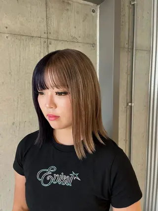 ミディアム カラー ヘアアレンジ ボブ×艶カラー 特化・リクト💥のヘアスタイル
