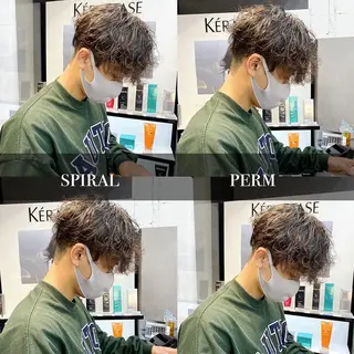 ショート ヘアアレンジ メンズ 韓国🇰🇷レイヤー カットオリーブカラーのヘアスタイル