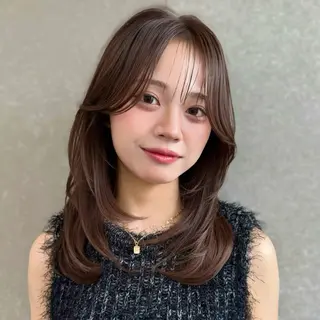 セミロング カラー 韓国レイヤー🇰🇷 /縮毛矯正💎/月音のヘアスタイル