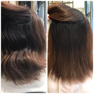 ミディアム パーマ 濱岡 恭子のヘアスタイル