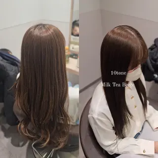 ロング カラー 縮毛矯正をしている人 のためのカラーのヘアスタイル