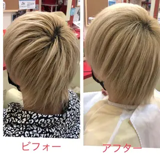 ショート まさき✂︎ブリーチ／ デザインカラーのヘアスタイル