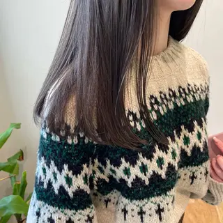 ロング カラー 垢抜け小顔レイヤー オリーブ/スミレのヘアスタイル