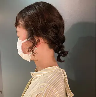 ミディアム カラー スキバサミを使わない カット🌼唯🌼のヘアスタイル