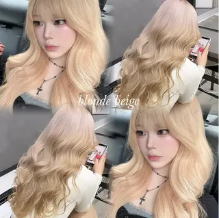 ロング カラー ミルクティー・ピンク 甘モテカラー/emaのヘアスタイル