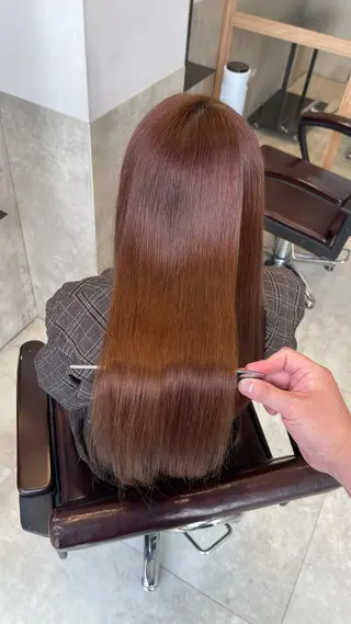 ロング 縮毛矯正クロスパーマ 益子達也のヘアスタイル