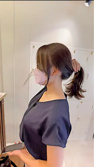 ロング 日比崚介🍀 おくれげ小顔カットのヘアスタイル