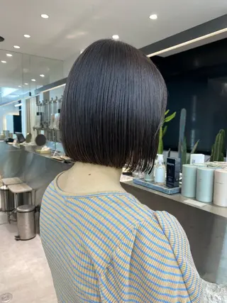 ショート カラー レイヤーボブ縮毛矯正 韓国RINAのヘアスタイル
