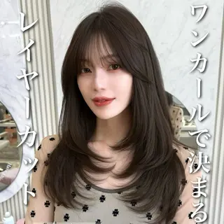 セミロング カラー 似合わせレイヤー/ 透明感カラーのヘアスタイル