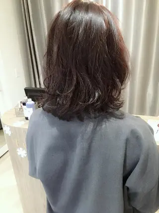 ミディアム カラー パーマ 田室 和幸のヘアスタイル