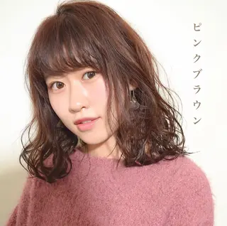 ミディアム カラー ボブ/パーマ 古家 佑真のヘアスタイル
