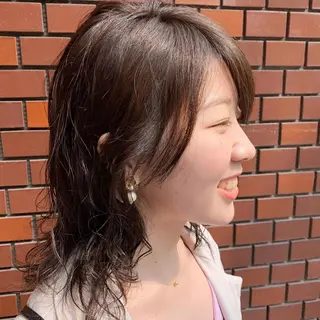 セミロング パーマ 落合 優樹のヘアスタイル