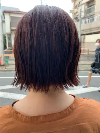 ショート カラー パーマ ヘアアレンジ パーマ/透明感カラー /ボブ/吉田一生のヘアスタイル