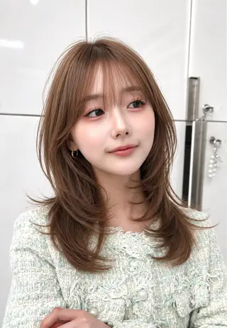 ロング カラー 透明感カラー✨🩵 韓国ヘアkanatoのヘアスタイル