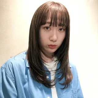 ミディアム カラー 韓国レイヤー suzuのヘアスタイル