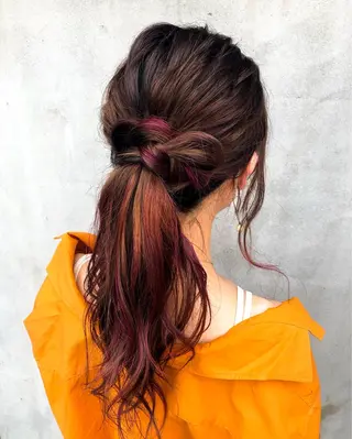 ロング カラー ヘアアレンジ 佐藤 美聡のヘアスタイル