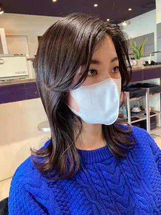 ミディアム スキバサミを使わない カット🌼唯🌼のヘアスタイル