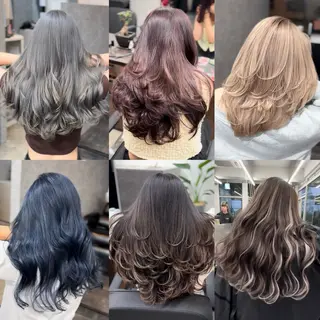 セミロング ブリーチ×エクステ 超特化美容師のヘアスタイル
