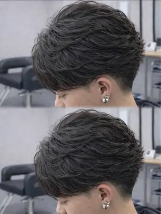 ショート パーマ ヘアアレンジ メンズ 🔥ニュアンス フェザー小林海斗🔥のヘアスタイル