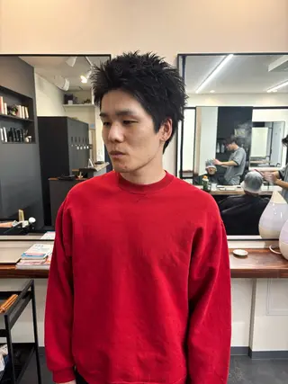 メンズ スパイキーパーマ 柏NO1 藤本葉のヘアスタイル