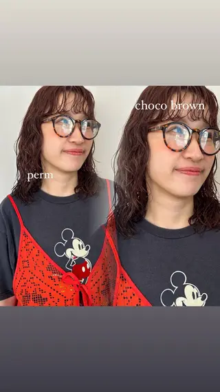 ミディアム カラー パーマ 🐢ダブルカラー🐢 透明感/このかのヘアスタイル