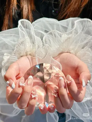 ネイル リボン、ガーリー パーツ放題専門店のネイルデザイン