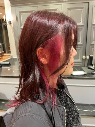 セミロング カラー カットモデル ヨネダのヘアスタイル