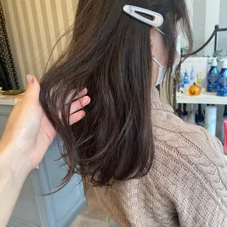 セミロング カラー ヘアアレンジ 愛されヘア/ 暖色カラー/まいこのヘアスタイル