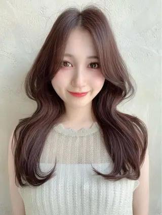 セミロング カラー パーマ 新宿✨顔周りカット 韓国ヘア/坂本亜裟海のヘアスタイル