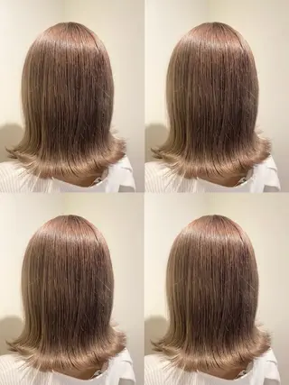 セミロング カラー 金島 青のヘアスタイル