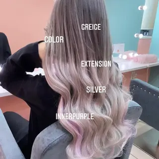 ロング カラー エクステ🩵ブリーチ 韓国ヘア🩵KAEのヘアスタイル