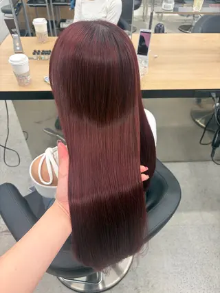 ロング カラー 💗愛され暖色💗 ピンク/レッド💗のヘアスタイル